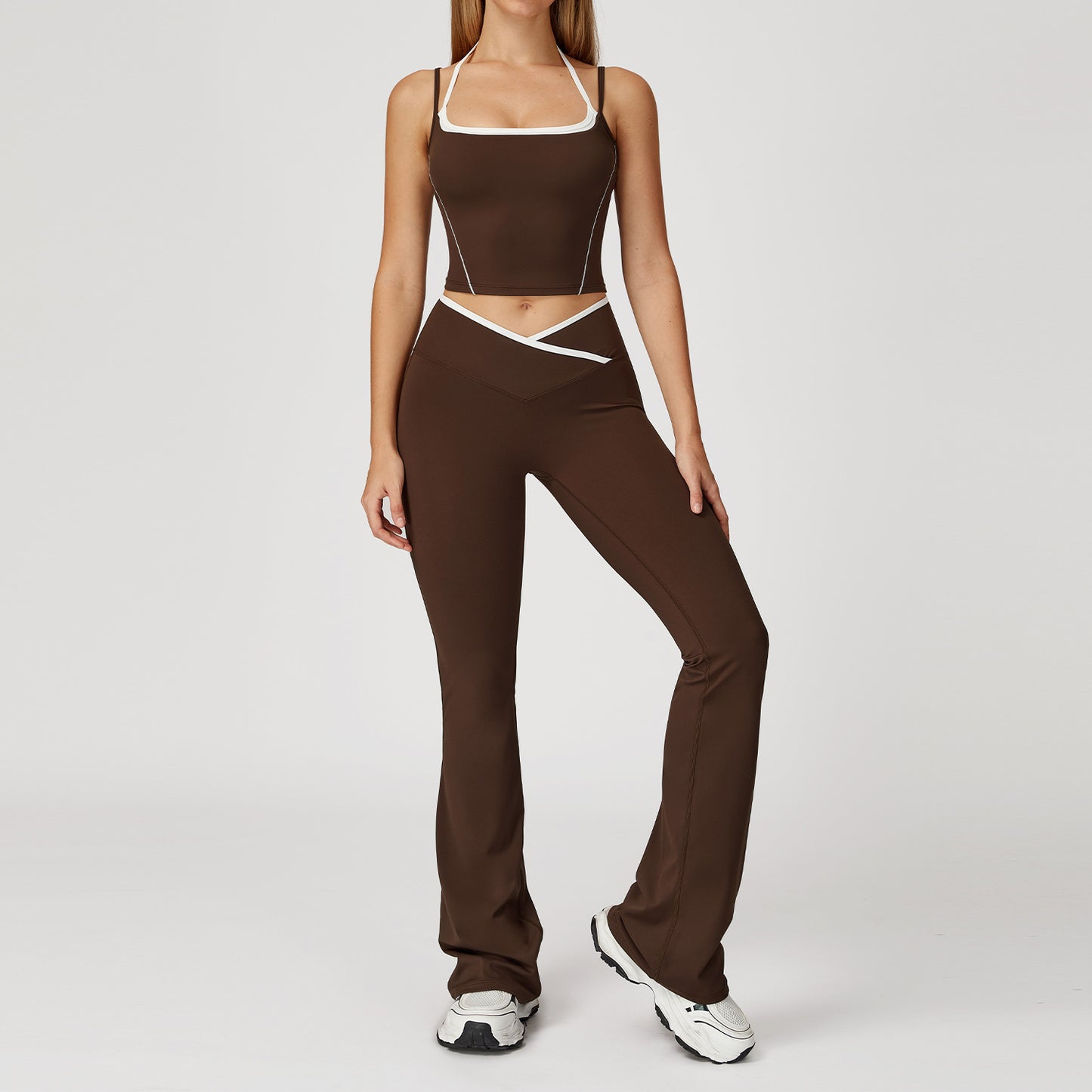Women‘s Fake Two-Piece Bras with Pants Yoga Set