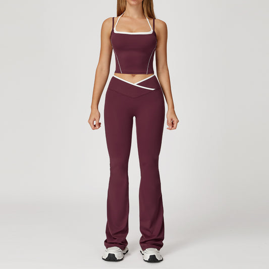 Women‘s Fake Two-Piece Bras with Pants Yoga Set