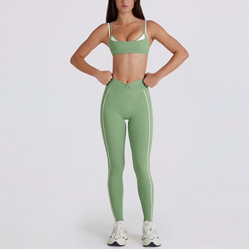 Women's wholesale high waist leggings with bra yogowear set