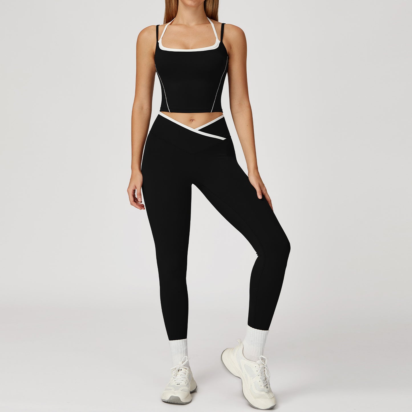 Women‘s Fake Two-Piece Bras with Legging Yoga Set