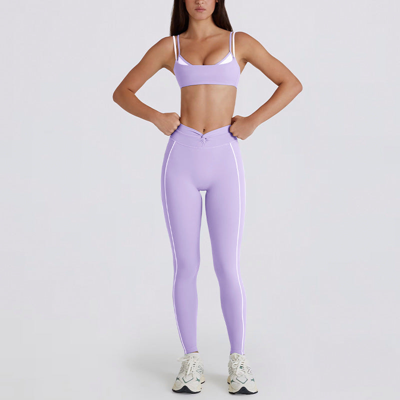 Women's wholesale high waist leggings with bra yogowear set