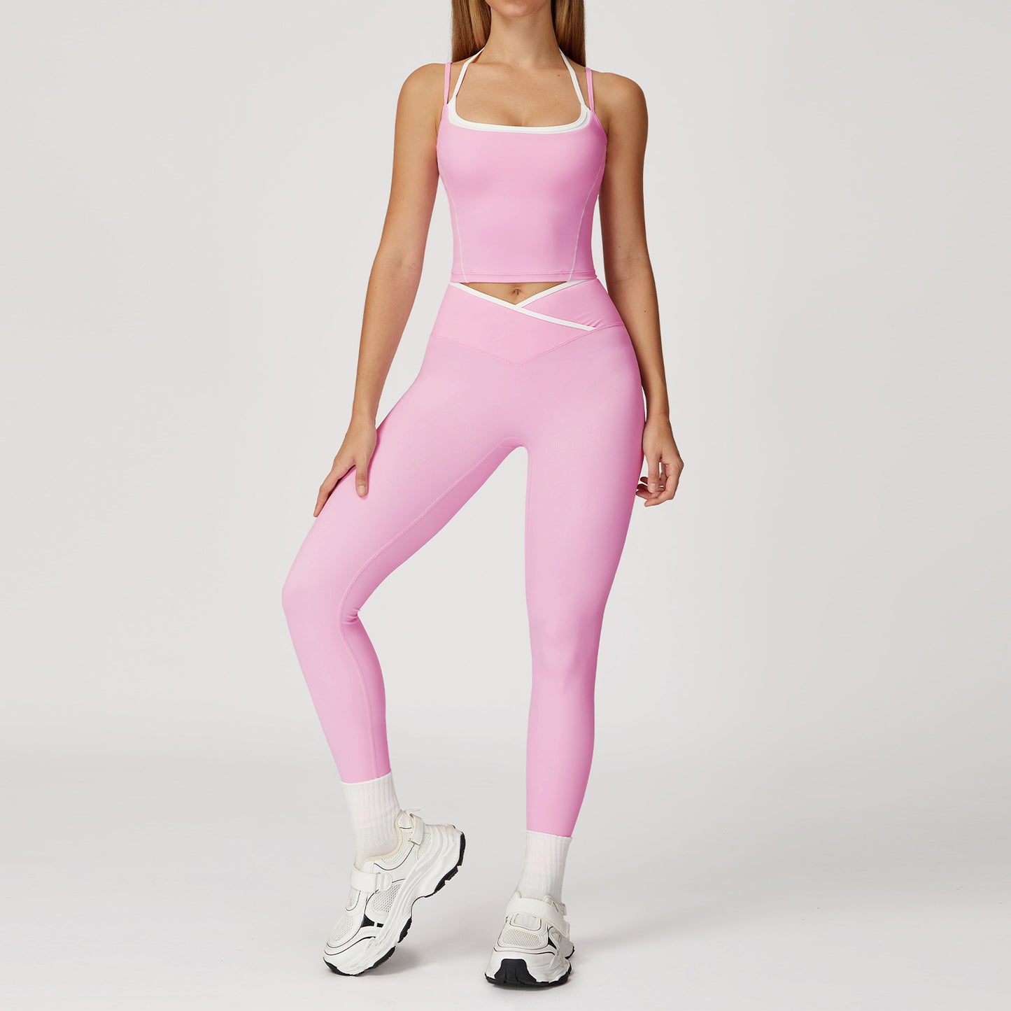 Women‘s Fake Two-Piece Bras with Legging Yoga Set
