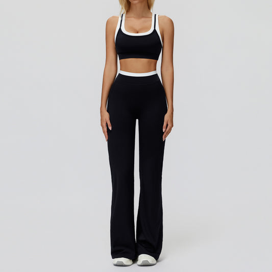 Women's soft quick-drying bars with wide-leg pants yoga suit