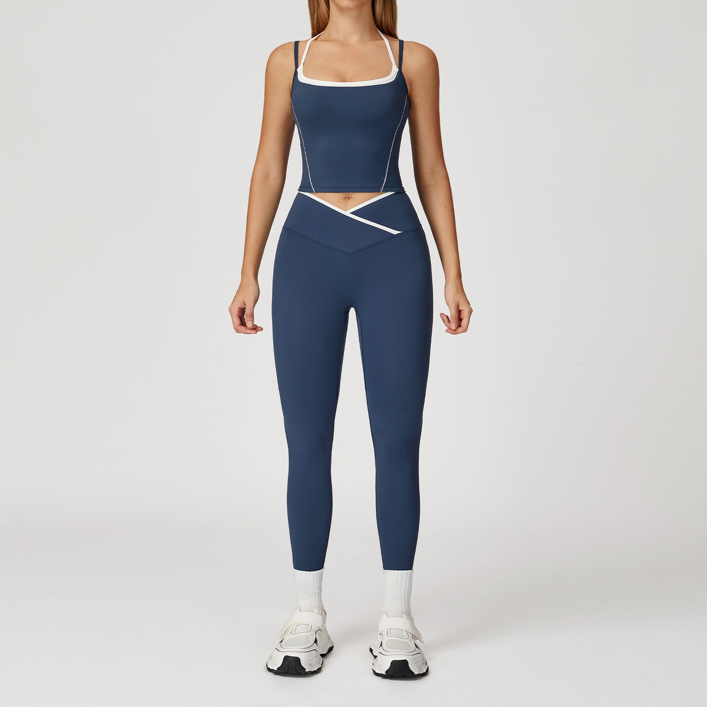 Women‘s Fake Two-Piece Bras with Legging Yoga Set