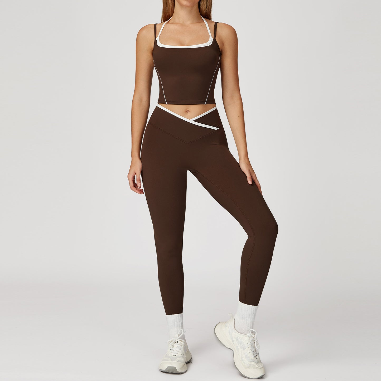Women‘s Fake Two-Piece Bras with Legging Yoga Set