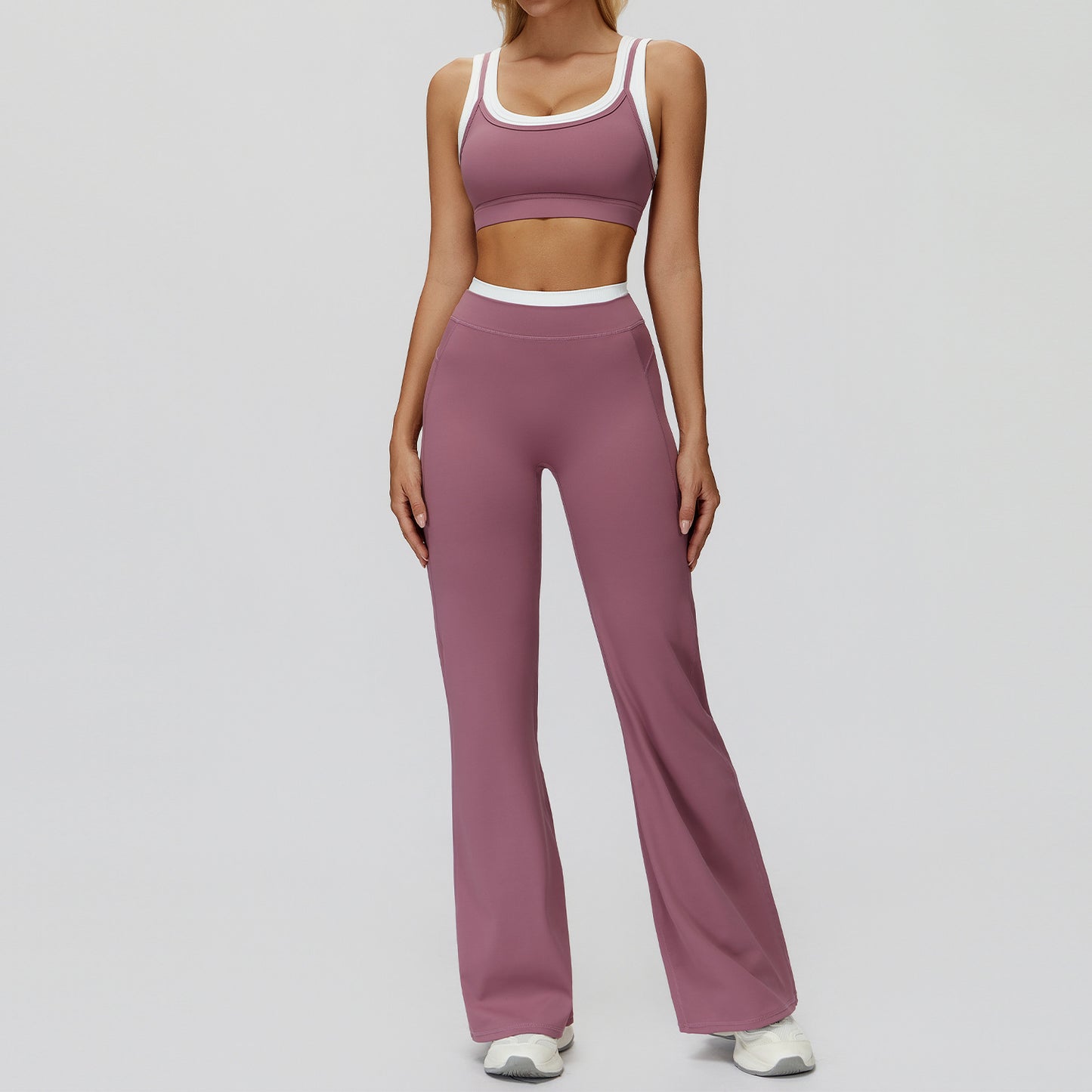 Women's soft quick-drying bars with wide-leg pants yoga suit
