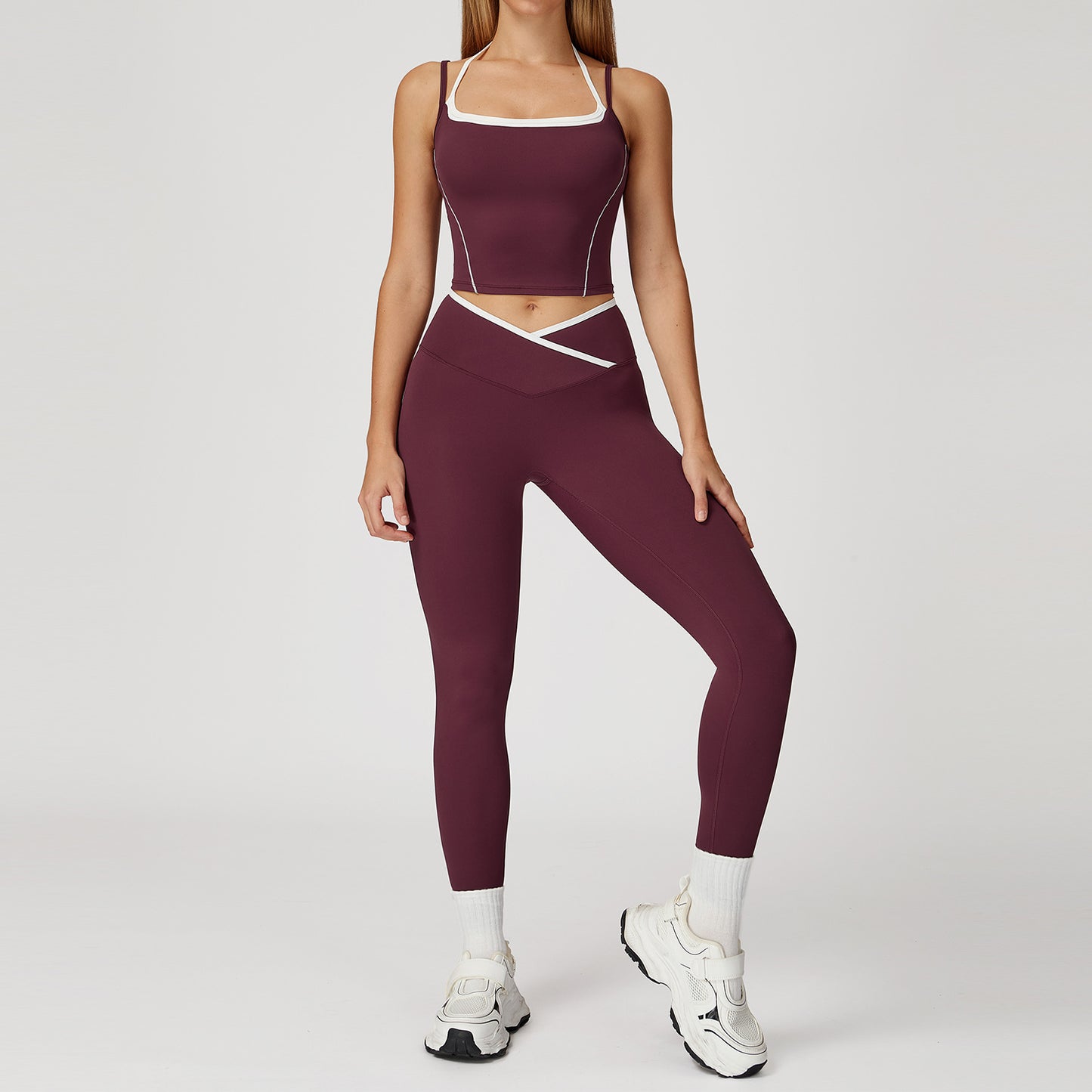 Women‘s Fake Two-Piece Bras with Legging Yoga Set