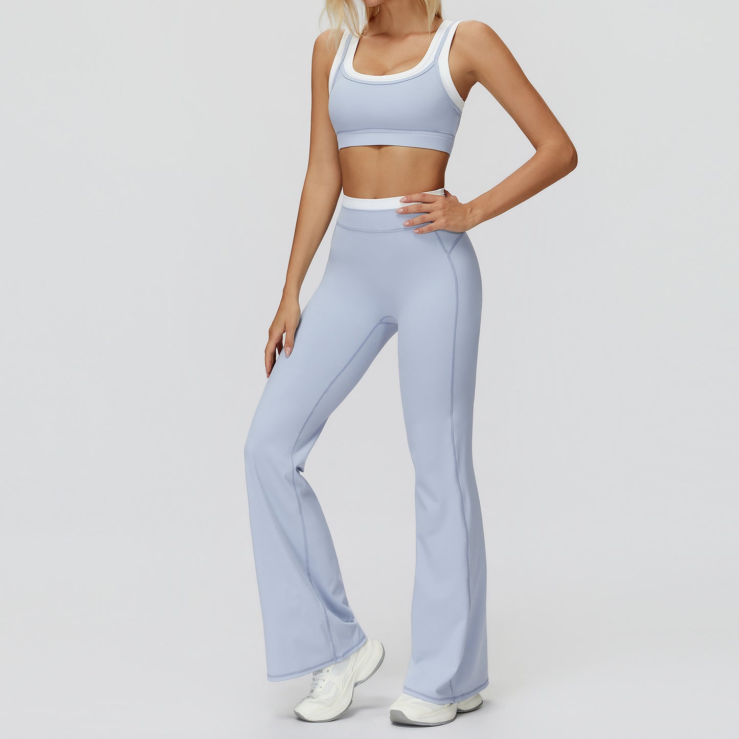 Women's soft quick-drying bars with wide-leg pants yoga suit