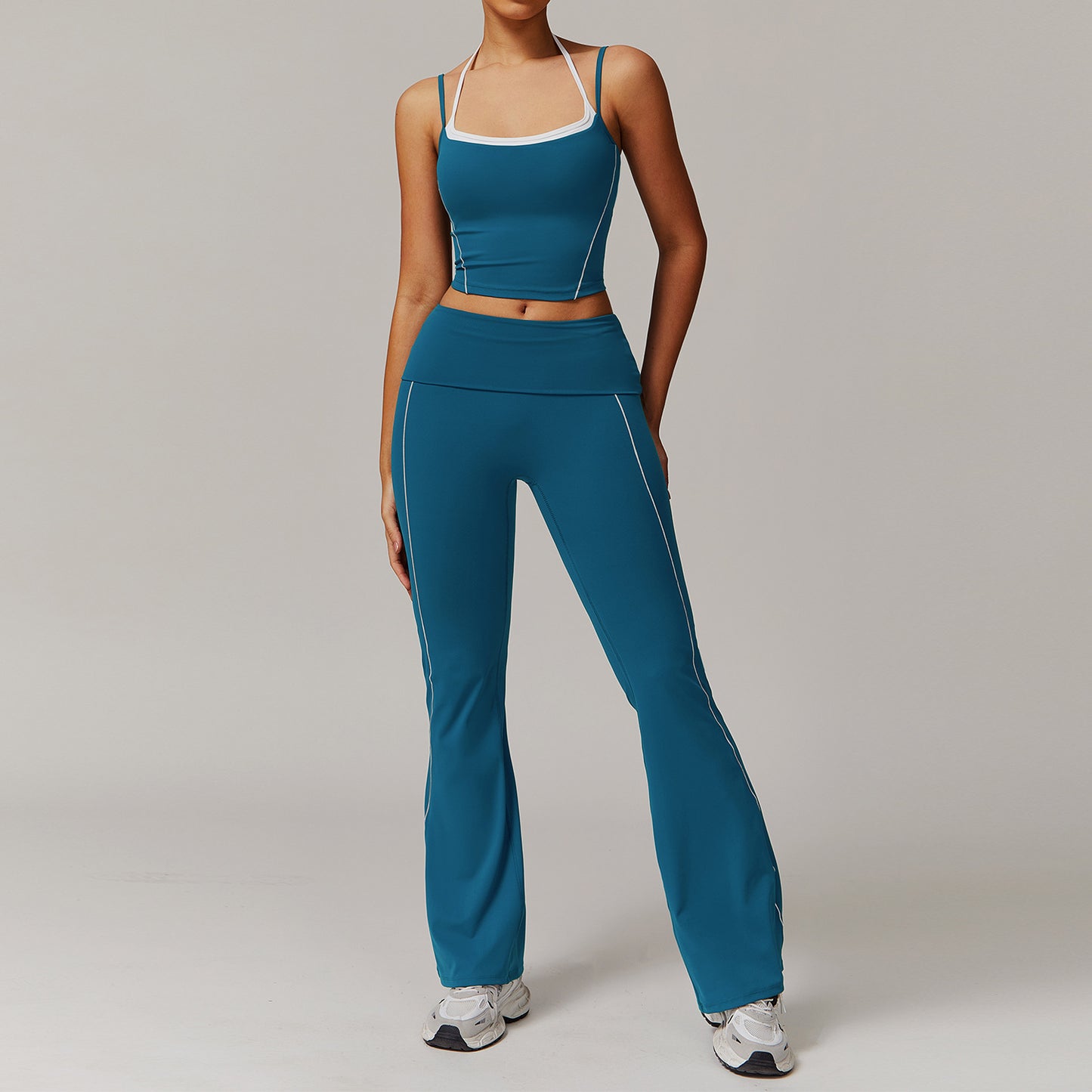 Women‘s Fake Two-Piece Bras with Pants Yoga Set