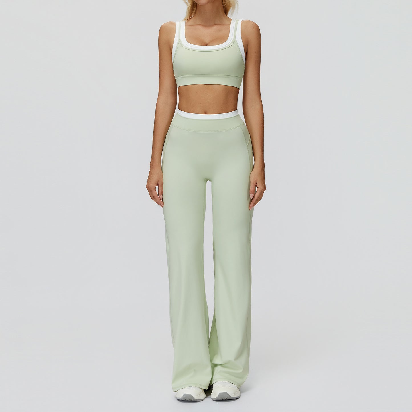 Women's soft quick-drying bars with wide-leg pants yoga suit
