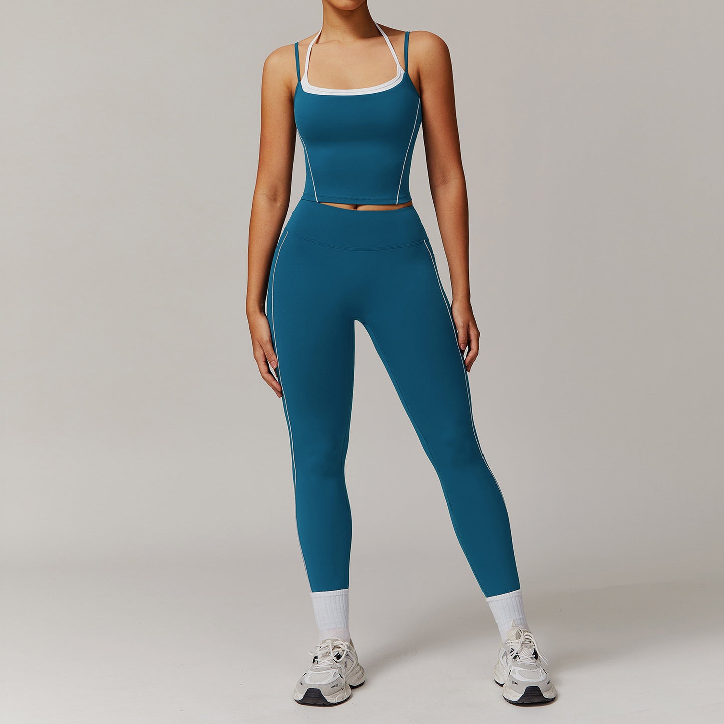 Women‘s Fake Two-Piece Bras with Legging Yoga Set