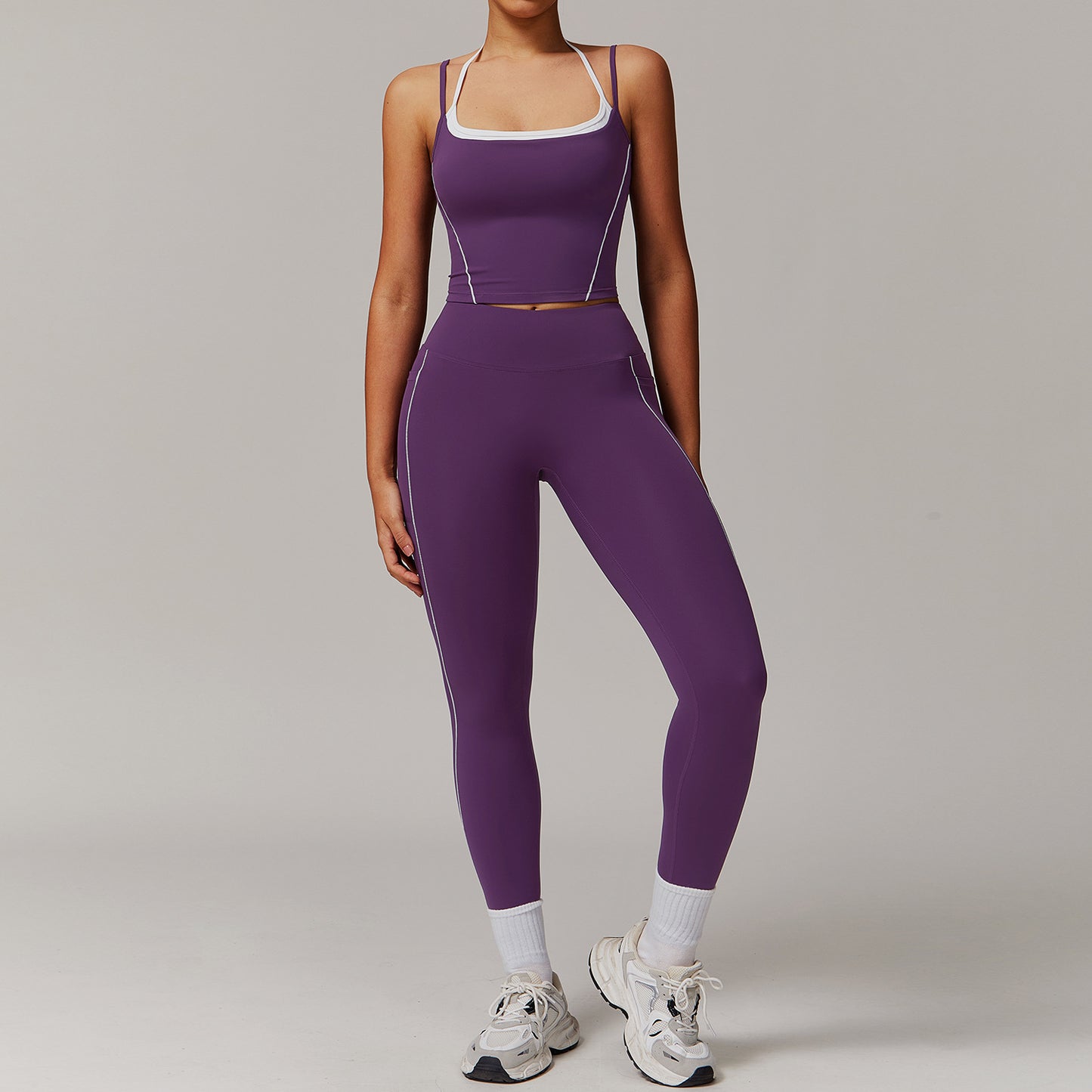 Women‘s Fake Two-Piece Bras with Legging Yoga Set