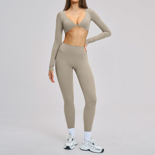 Brushed Micro Flare Yoga Set Sports Running Fitness Suit Halter Beauty Back Yoga Wear