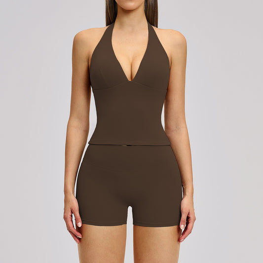 Hanging neck and beautiful back yoga suit set